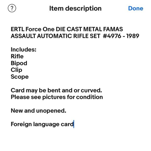 ERTL Force One Die-cast Metal Famas Assault Automatic Rifle Set  #4976 - 1989  c - Picture 9 of 9